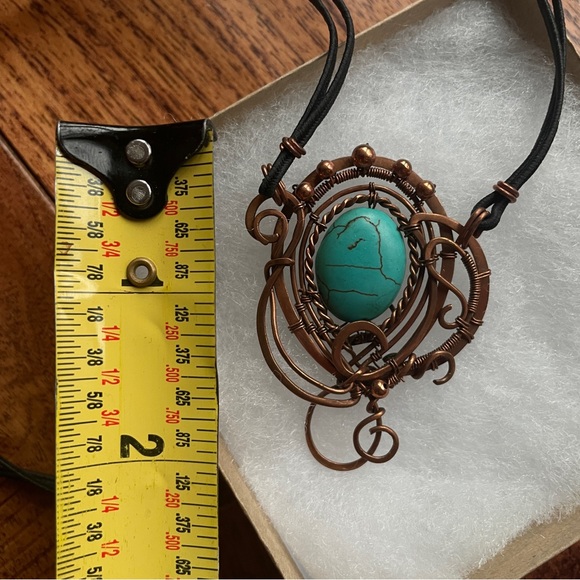 Artisan Copper and Turquoise Pendant Necklace - Picture 3 of 3